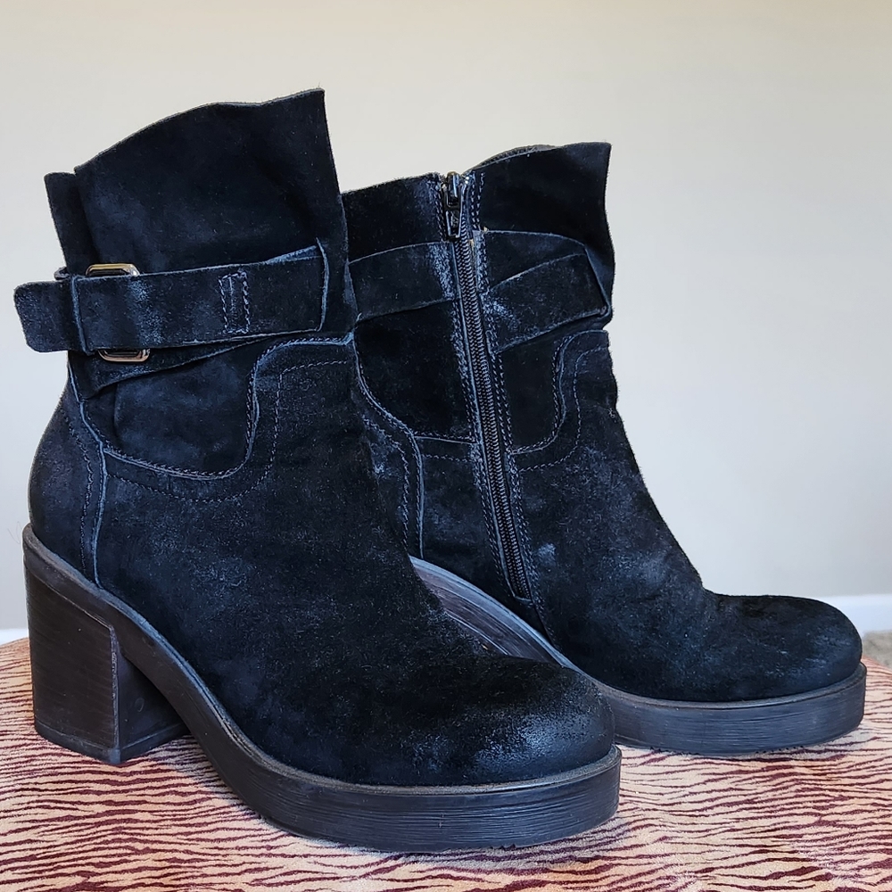 Suede platform ankle booties